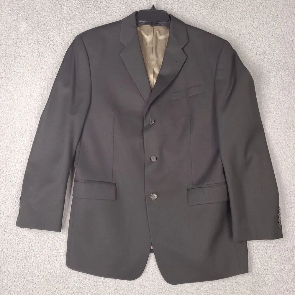 Calvin Klein Blazer Mens 42R Green Olive Wool Laine Cashmere‎ Sport Coat Jacket